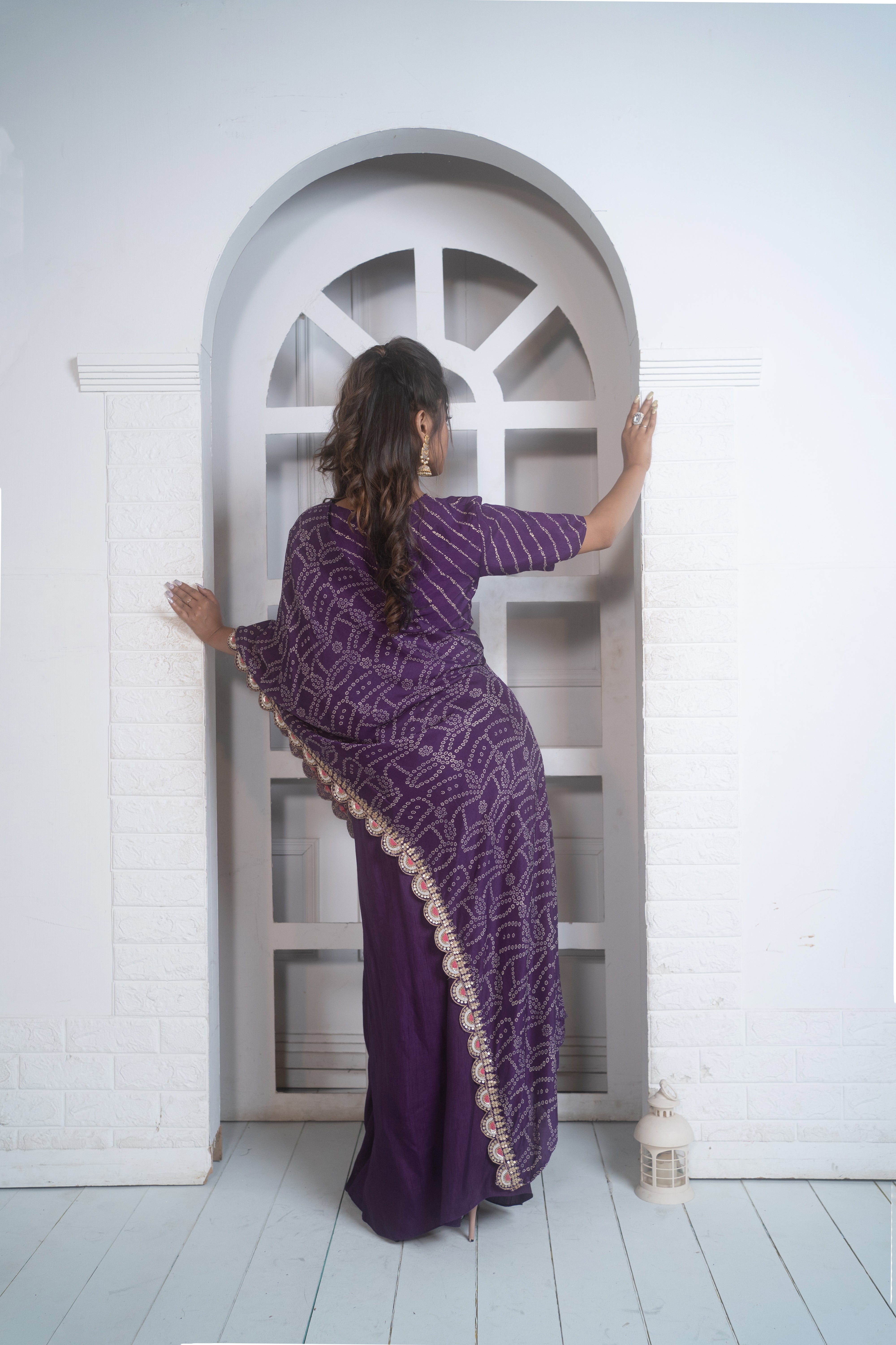 BLOUSE WITH SKIRT AND ATTACHED CAPE