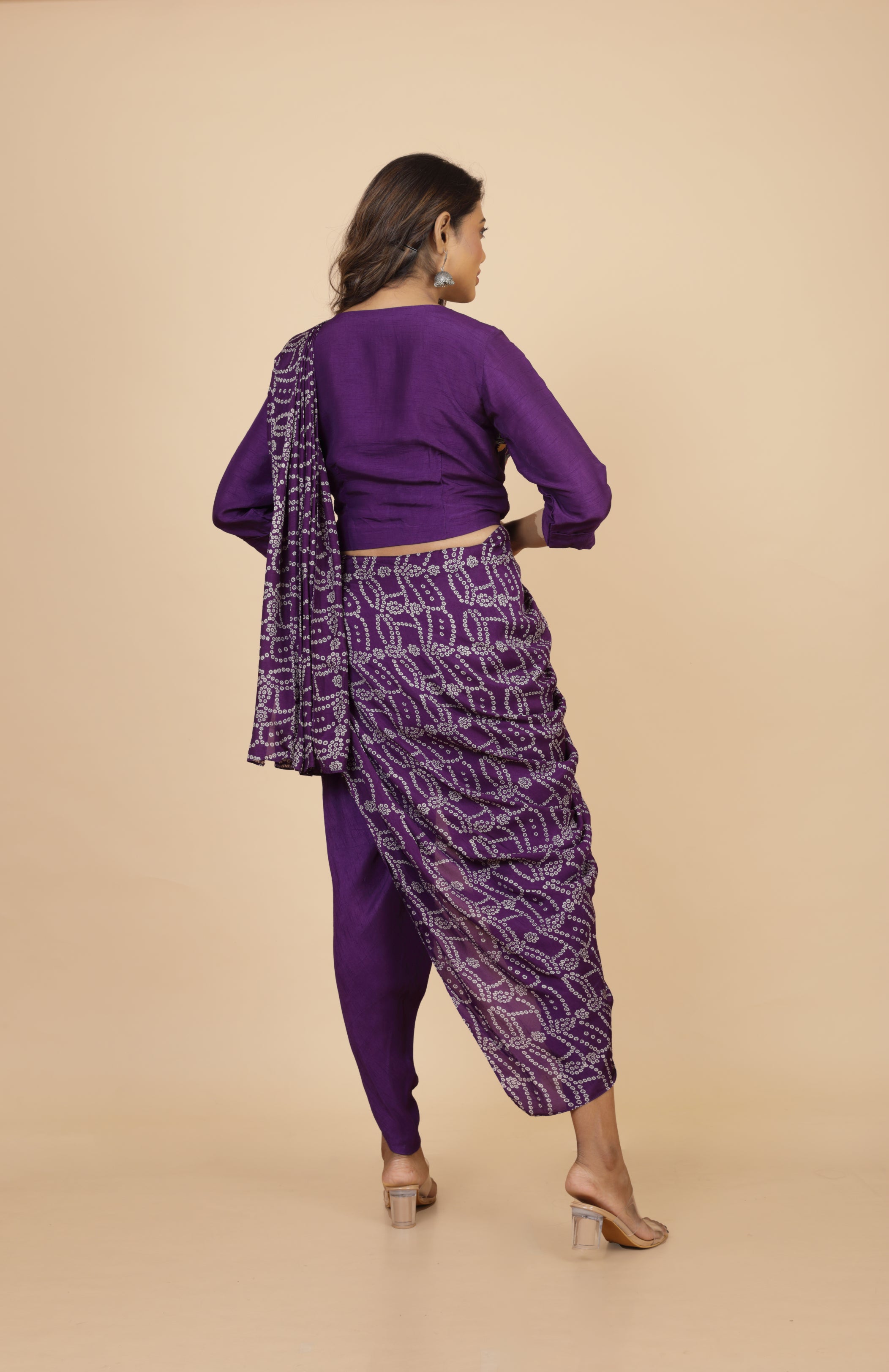 Embroidered Crop Top With Drape Palla Tulip Pant