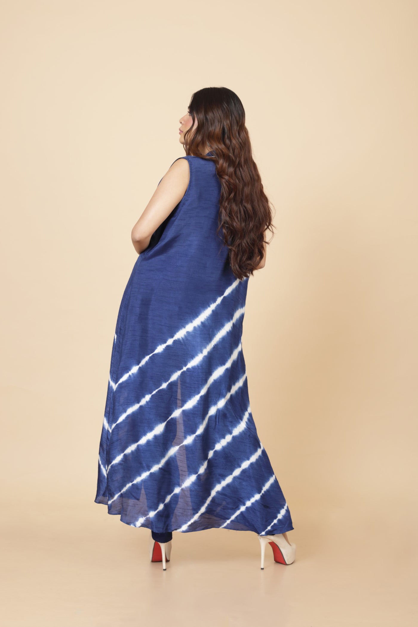 Shibori Jacket With Crop Top And Tulip Pant