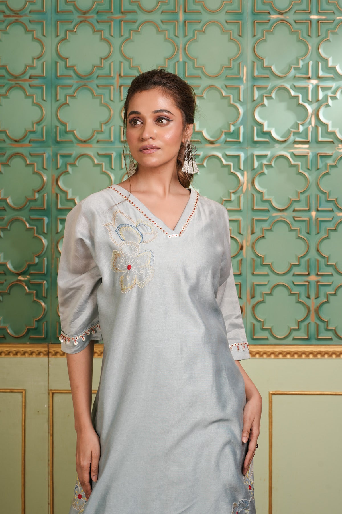 EMBROIDERED A-LINE KURTA