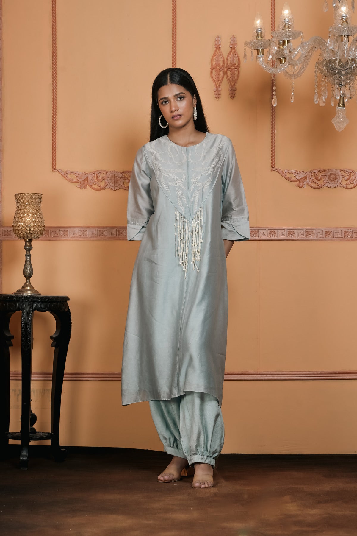 A-LINE EMBROIDERED KURTA WITH PANT