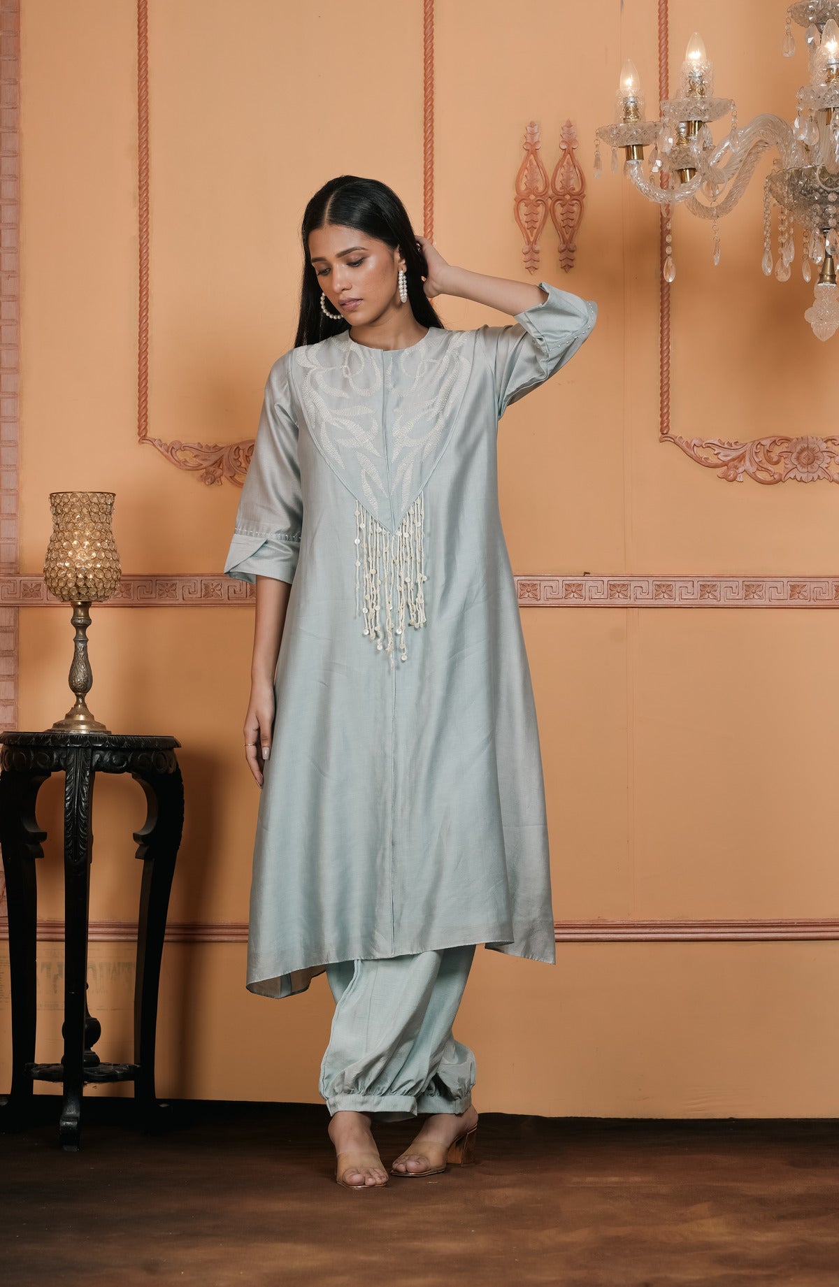 A-LINE EMBROIDERED KURTA WITH PANT