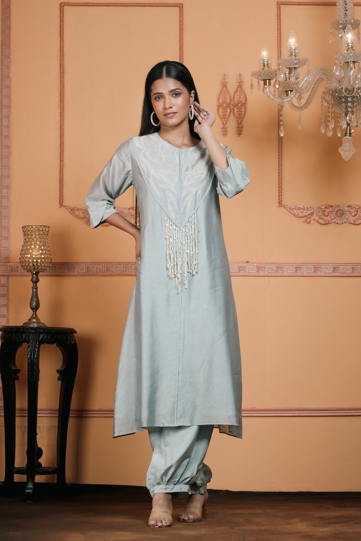 A-LINE EMBROIDERED KURTA WITH PANT
