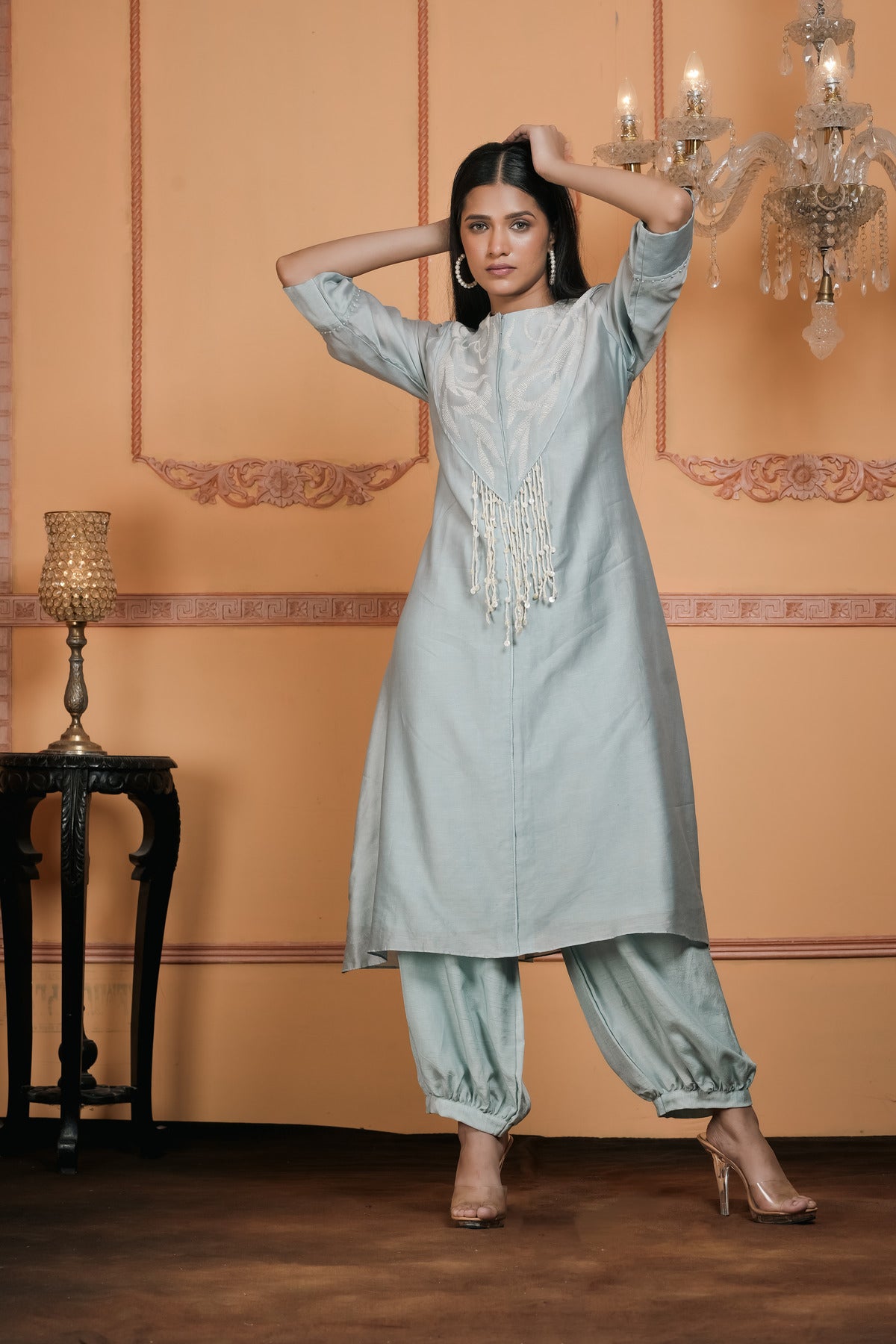 A-LINE EMBROIDERED KURTA WITH PANT