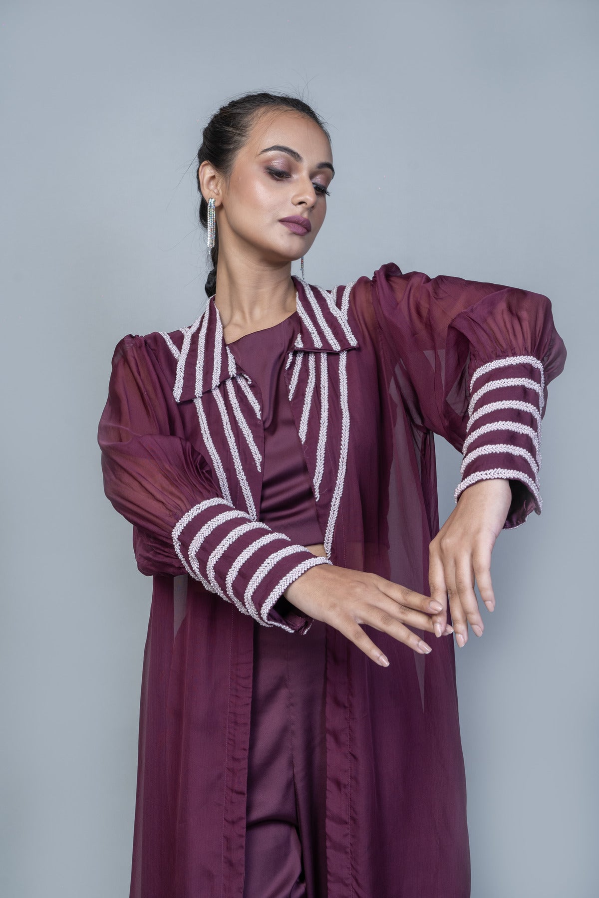 EMBROIDERED JACKET WITH CROP AND PANT