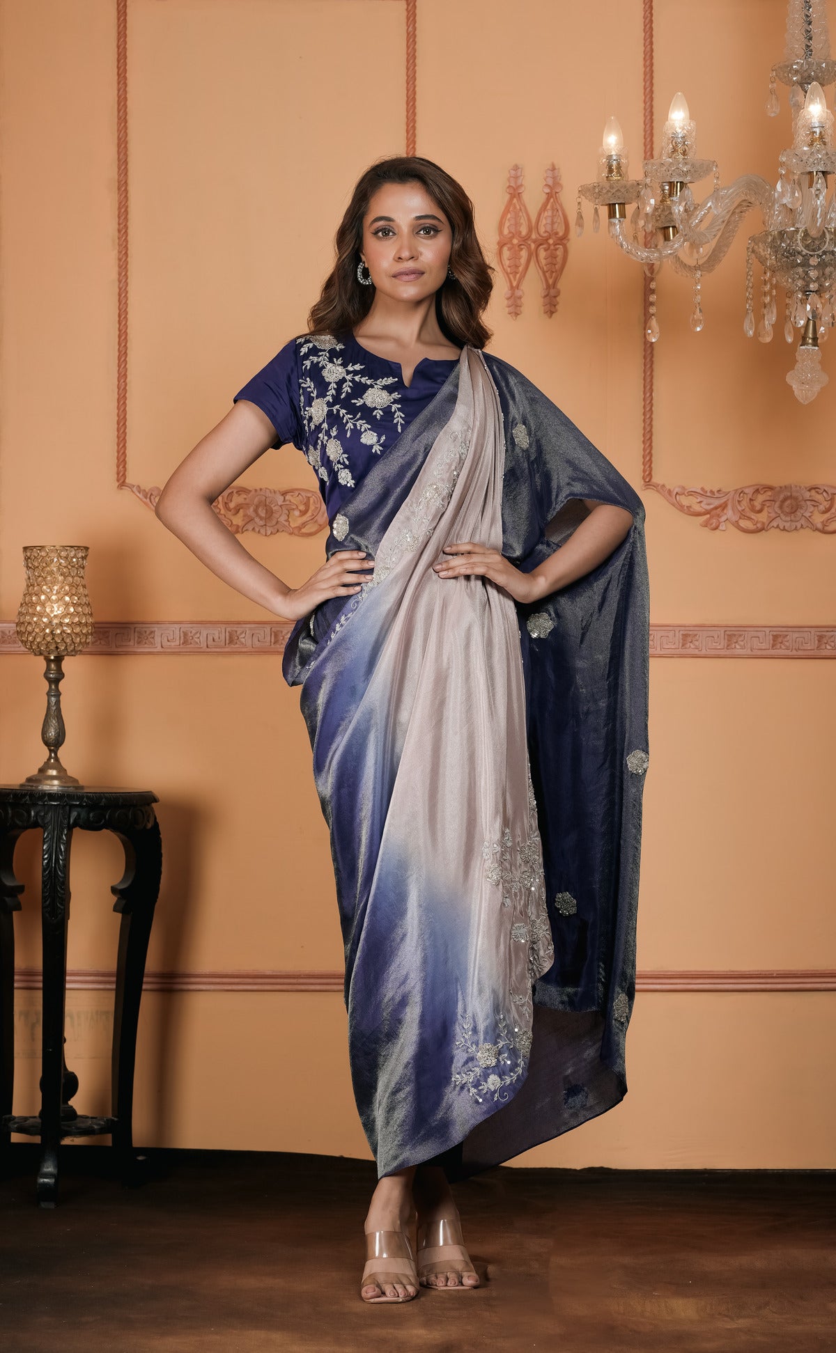 Cape Dupatta with Crop Top and Pant