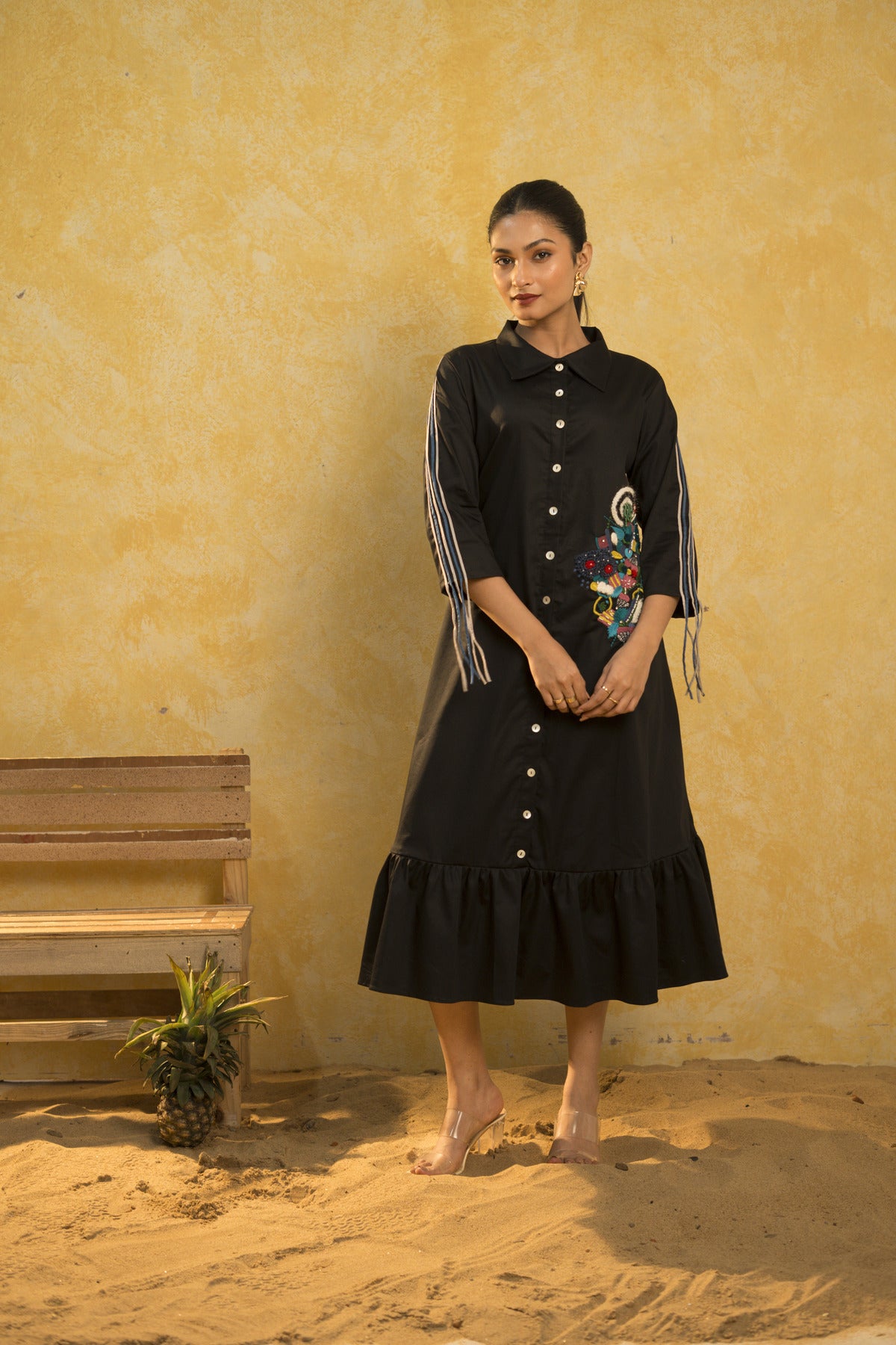 EMBROIDERED FRILL DRESS