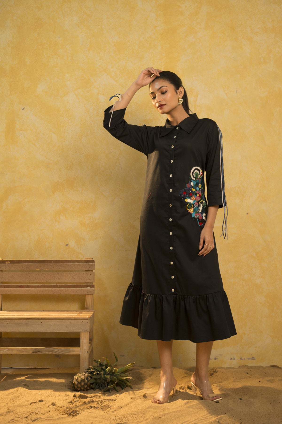 EMBROIDERED FRILL DRESS