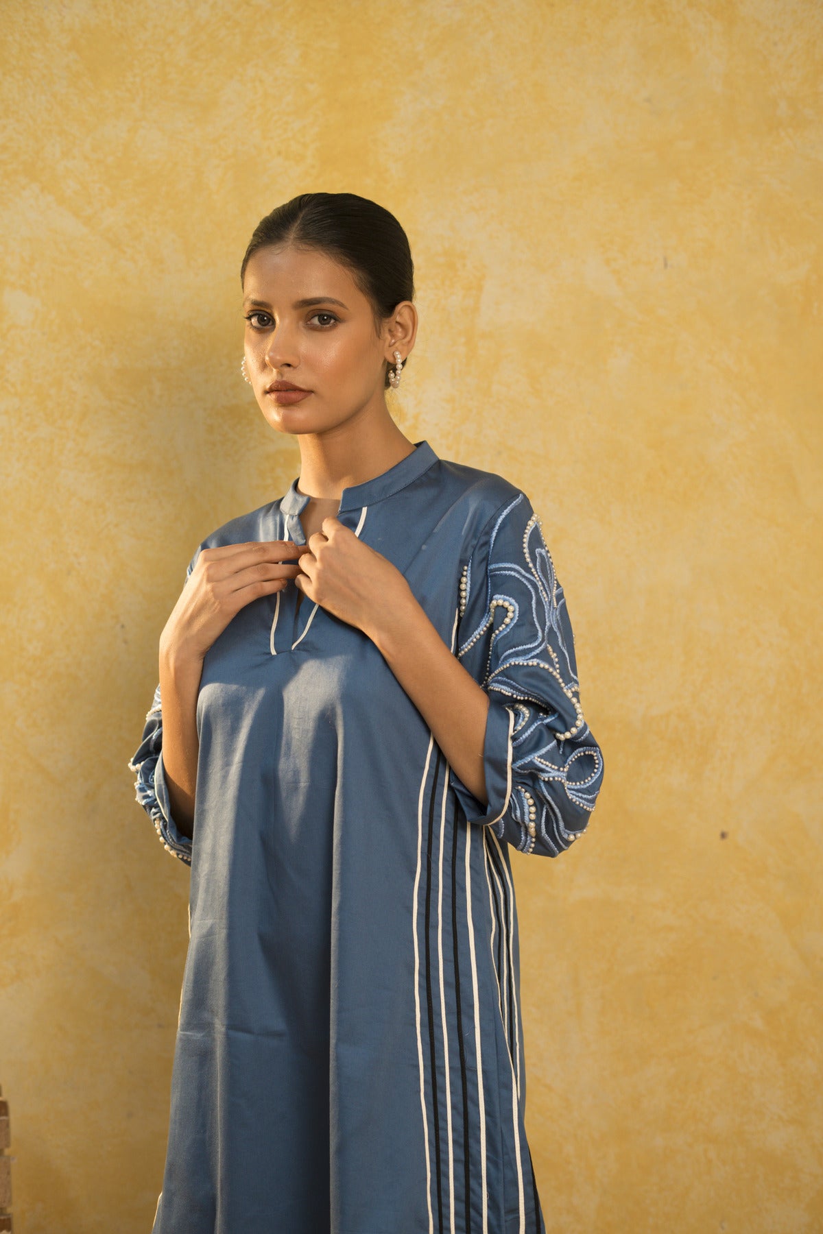 Blue Pearl Work Dress