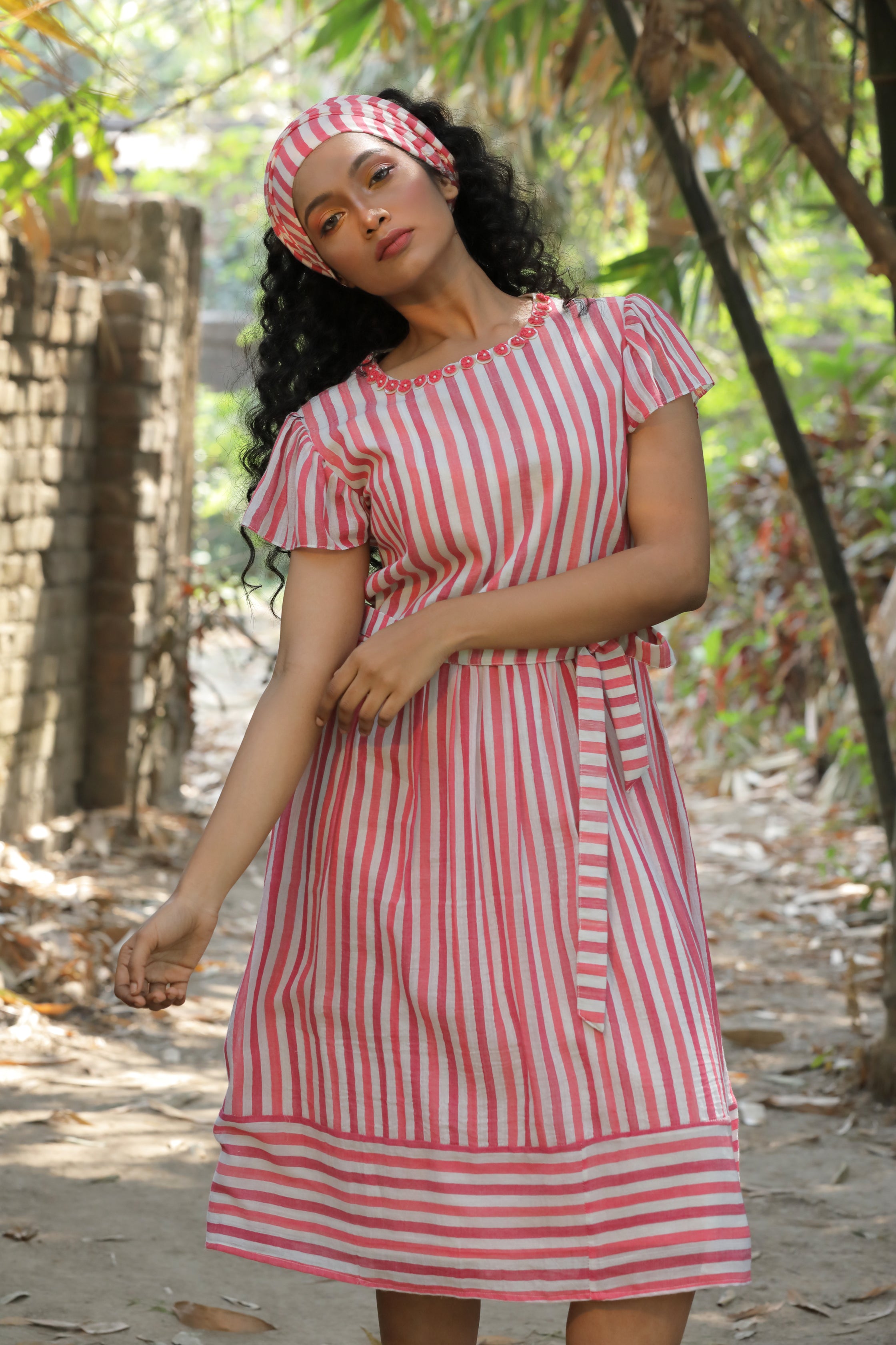 Handloom Dress With A Belt