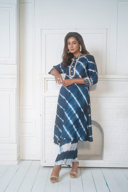 Shibori A Line Kurta With Staright Pant