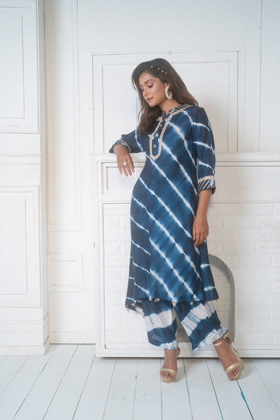 Shibori A Line Kurta With Staright Pant