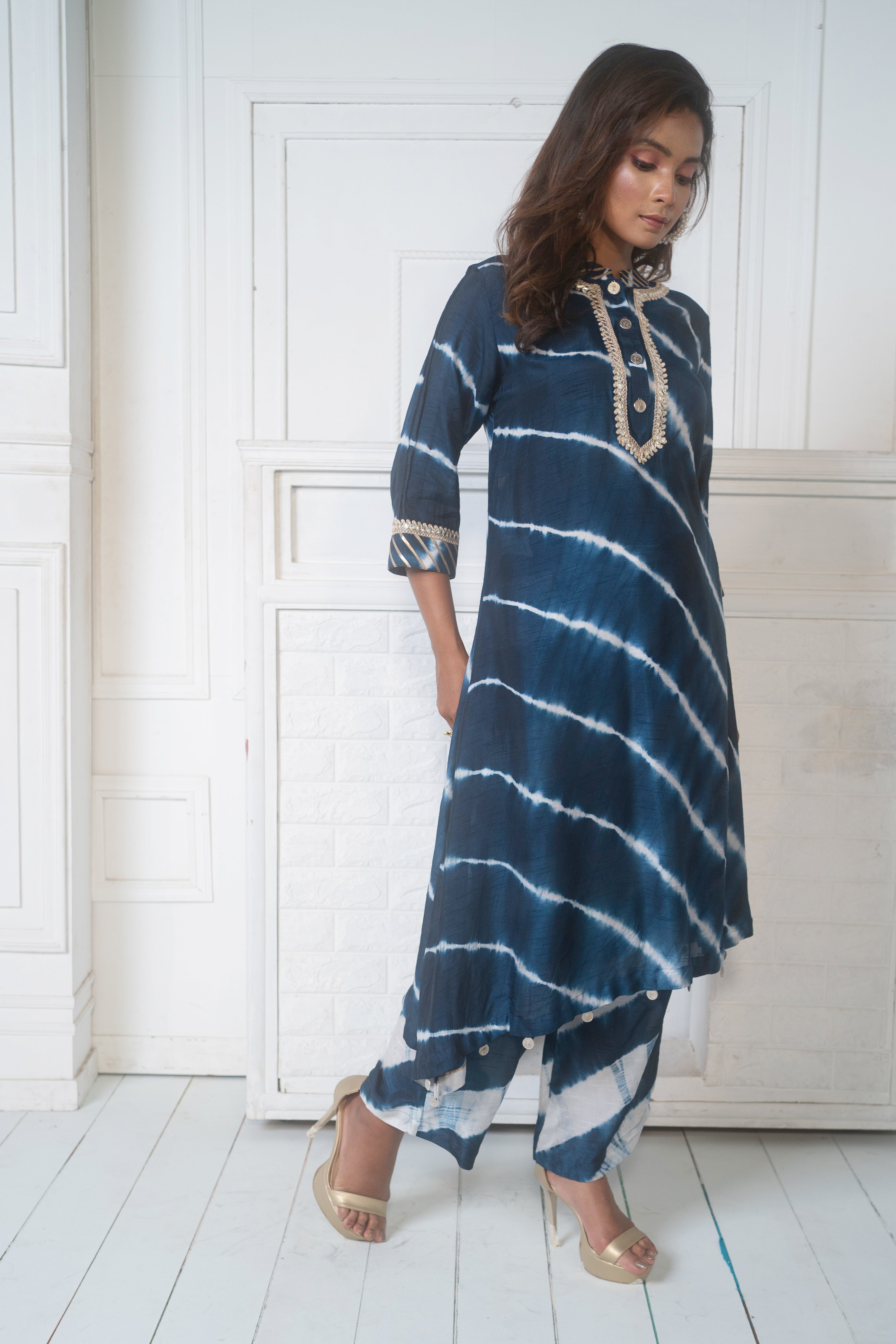 Shibori A Line Kurta With Staright Pant