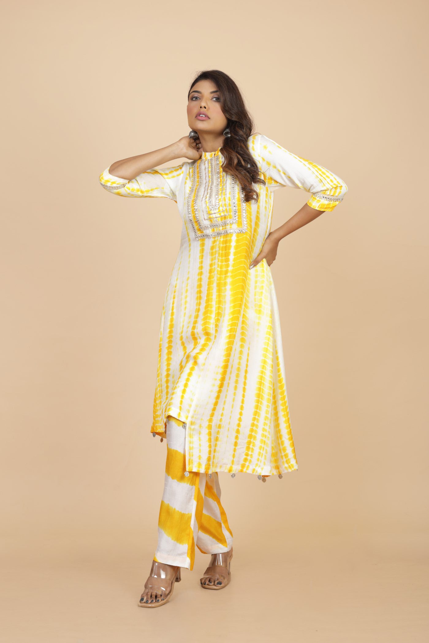 Shibori Assymetrical Kurta And Pant