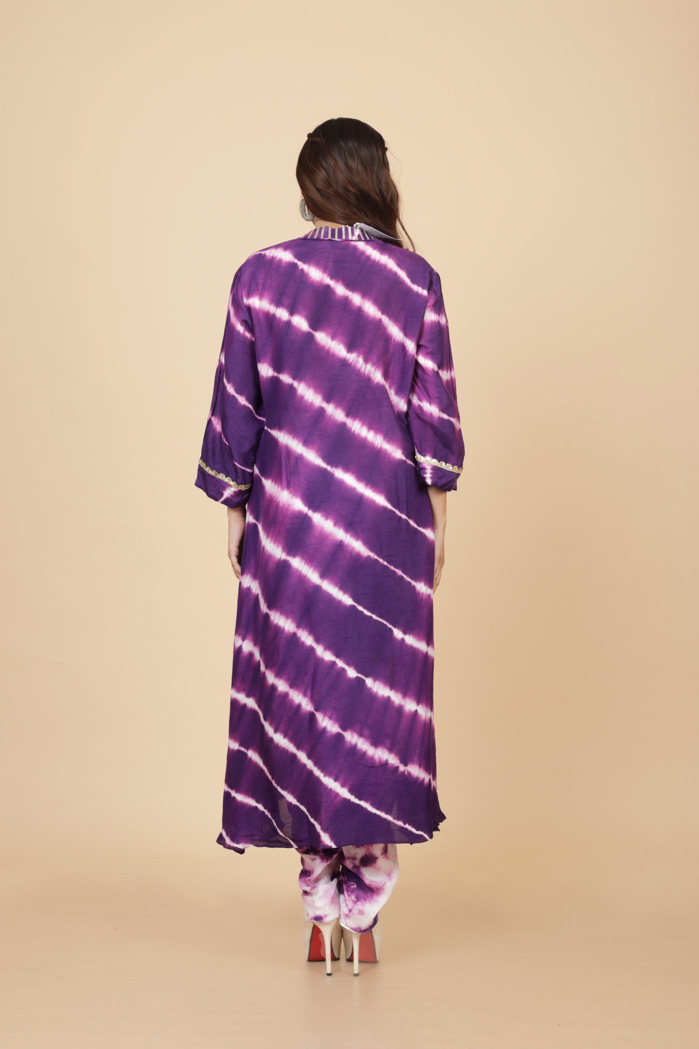 Shibori Zari Work Kurta With Tulip Pant