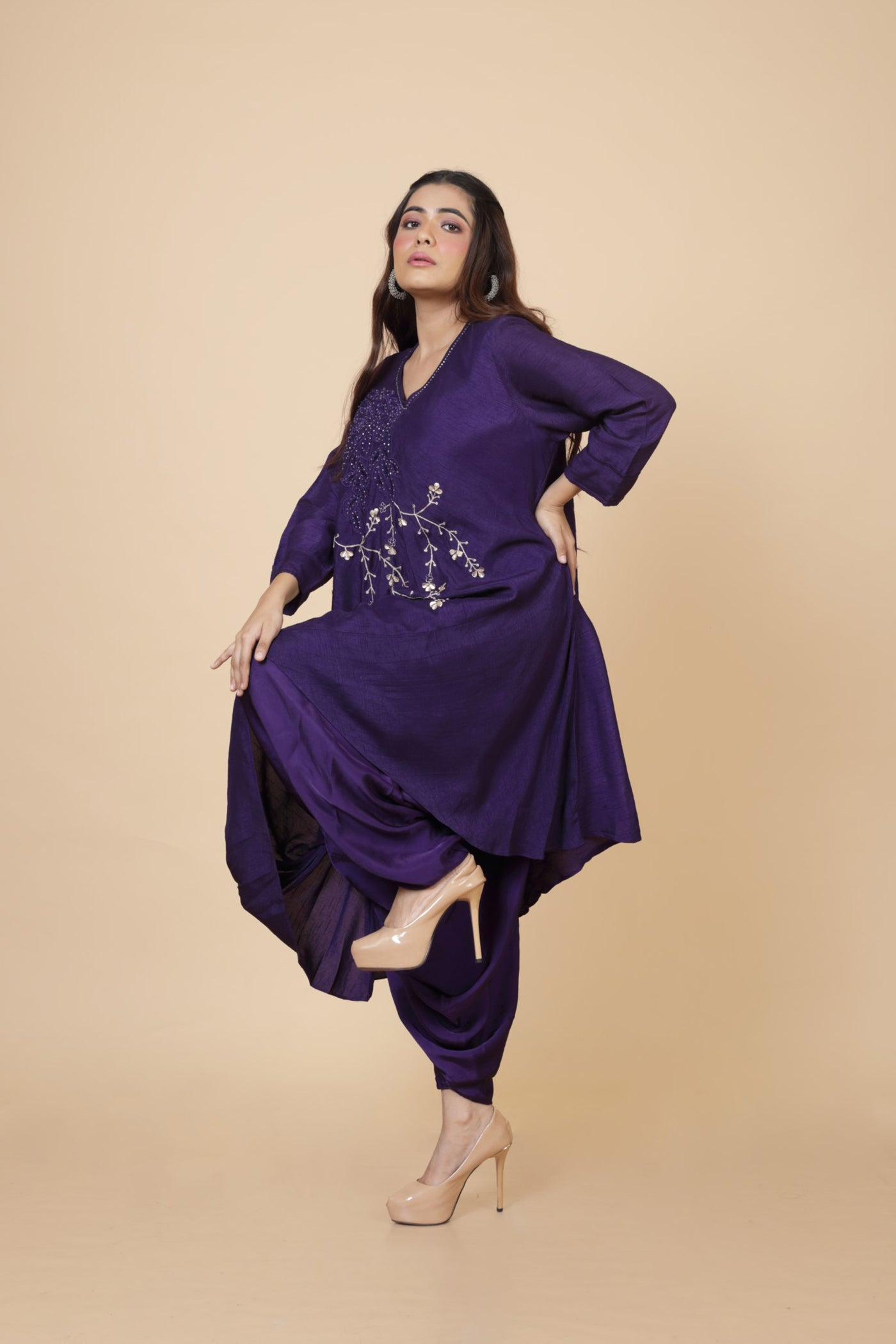 Drape Style Kurta And Dhoti Pant