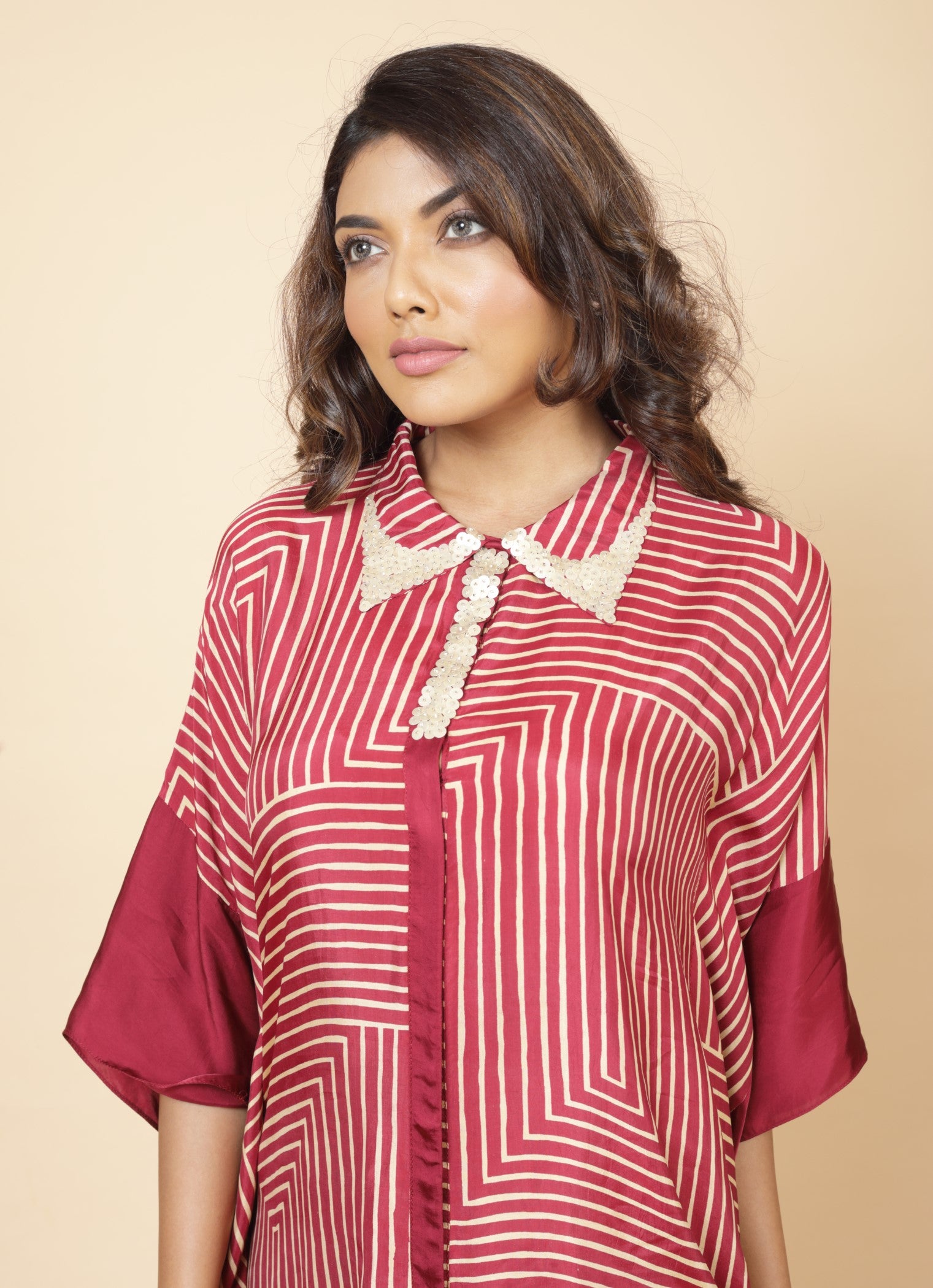 Printed Kaftan Top And Straight Pant