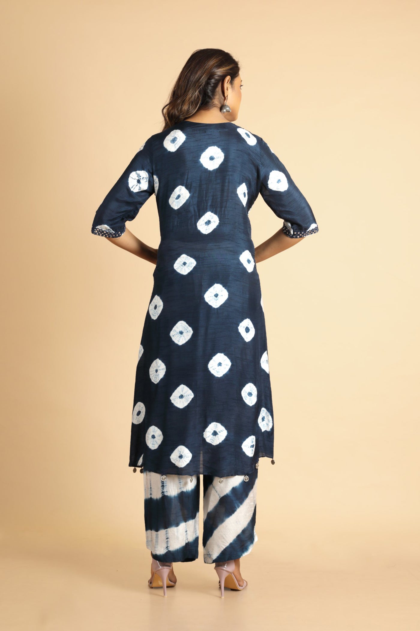 Shibori Mirror Work  Kurta And Pant