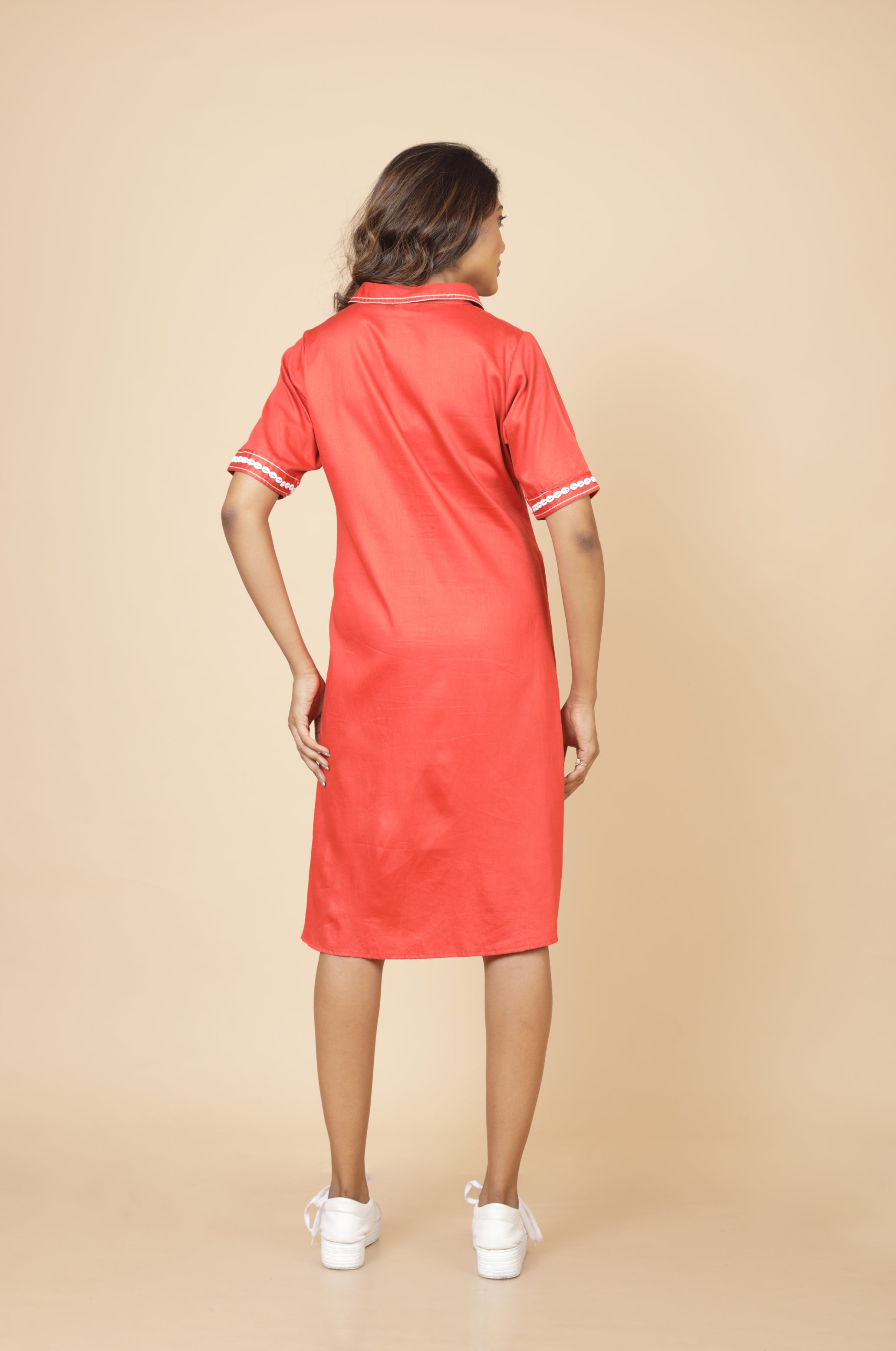 Shift Dress With Threadwork