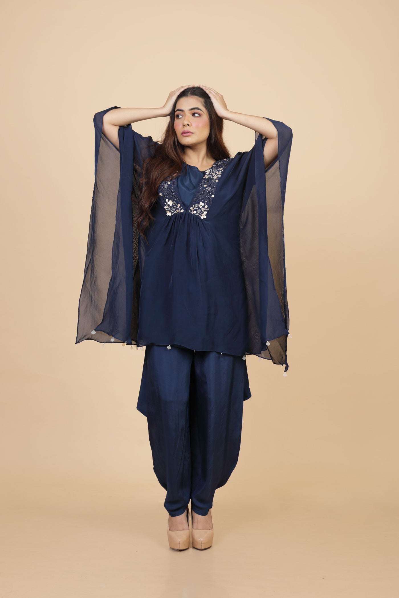 Cape Style Kurta With Dhoti Pant And Inner