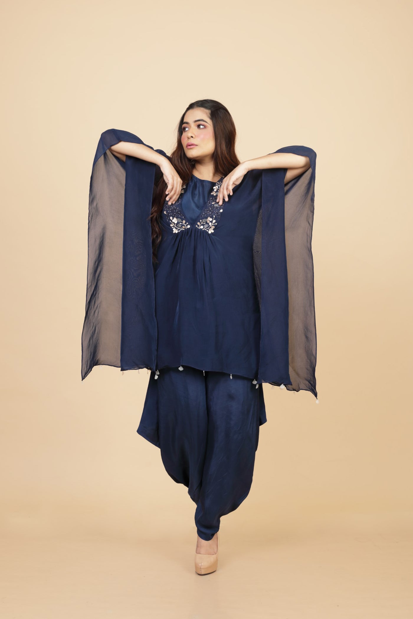 Cape Style Kurta With Dhoti Pant And Inner