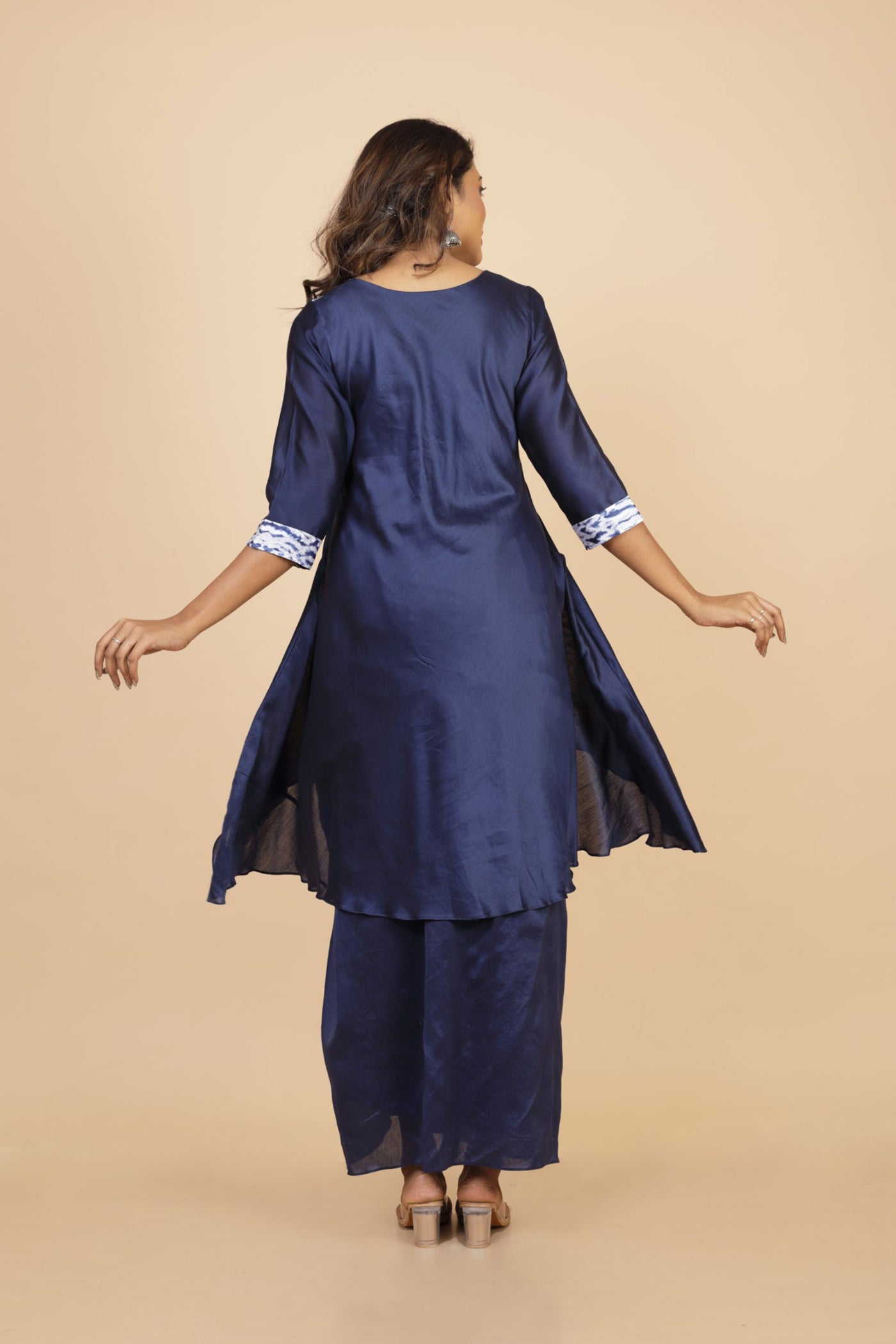 Shibori Kurta With Drape Skirt