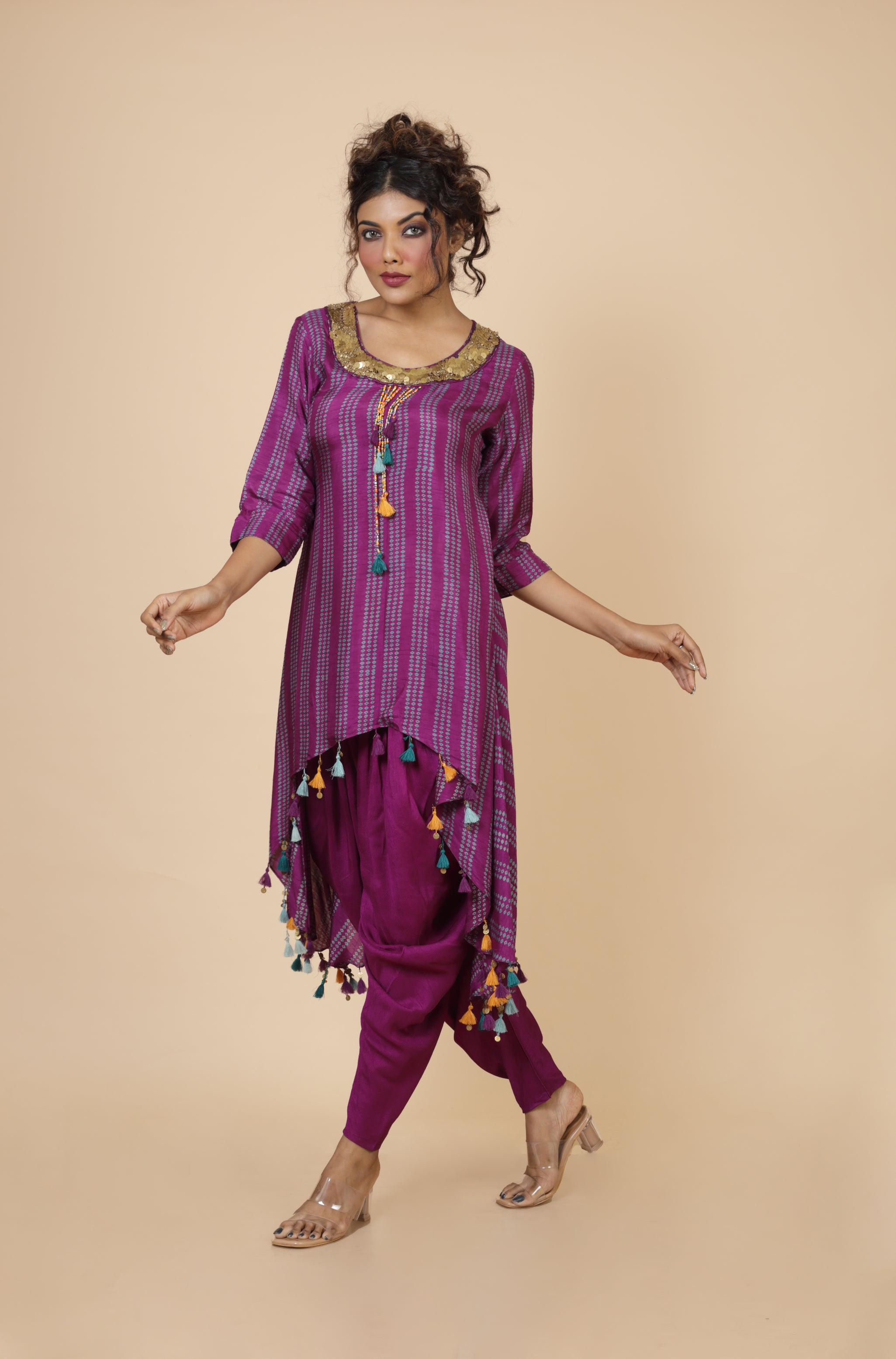 Embroidered Kurta With Tulip Pant