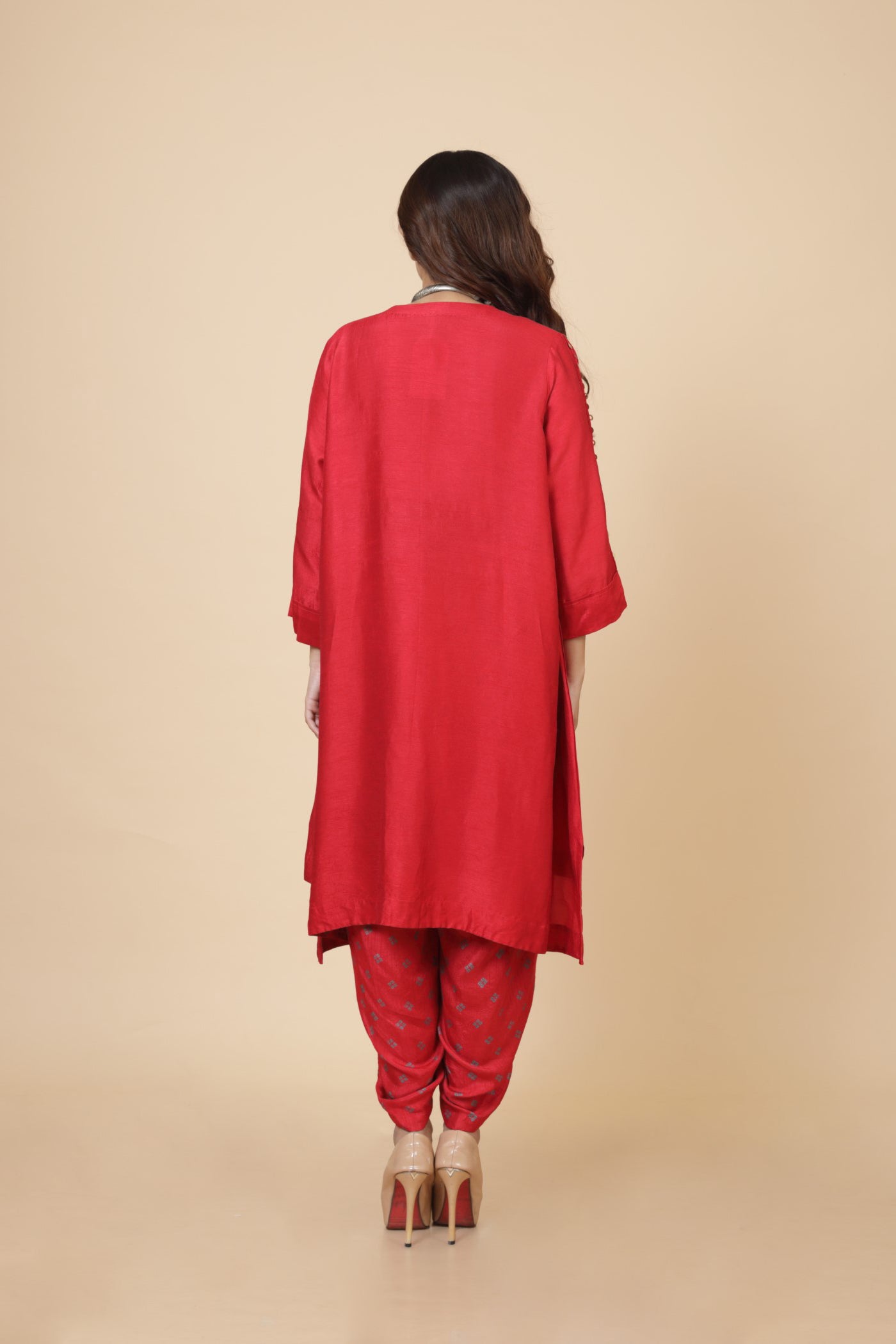 Embroidered Kurta With Printed Tulip Pant