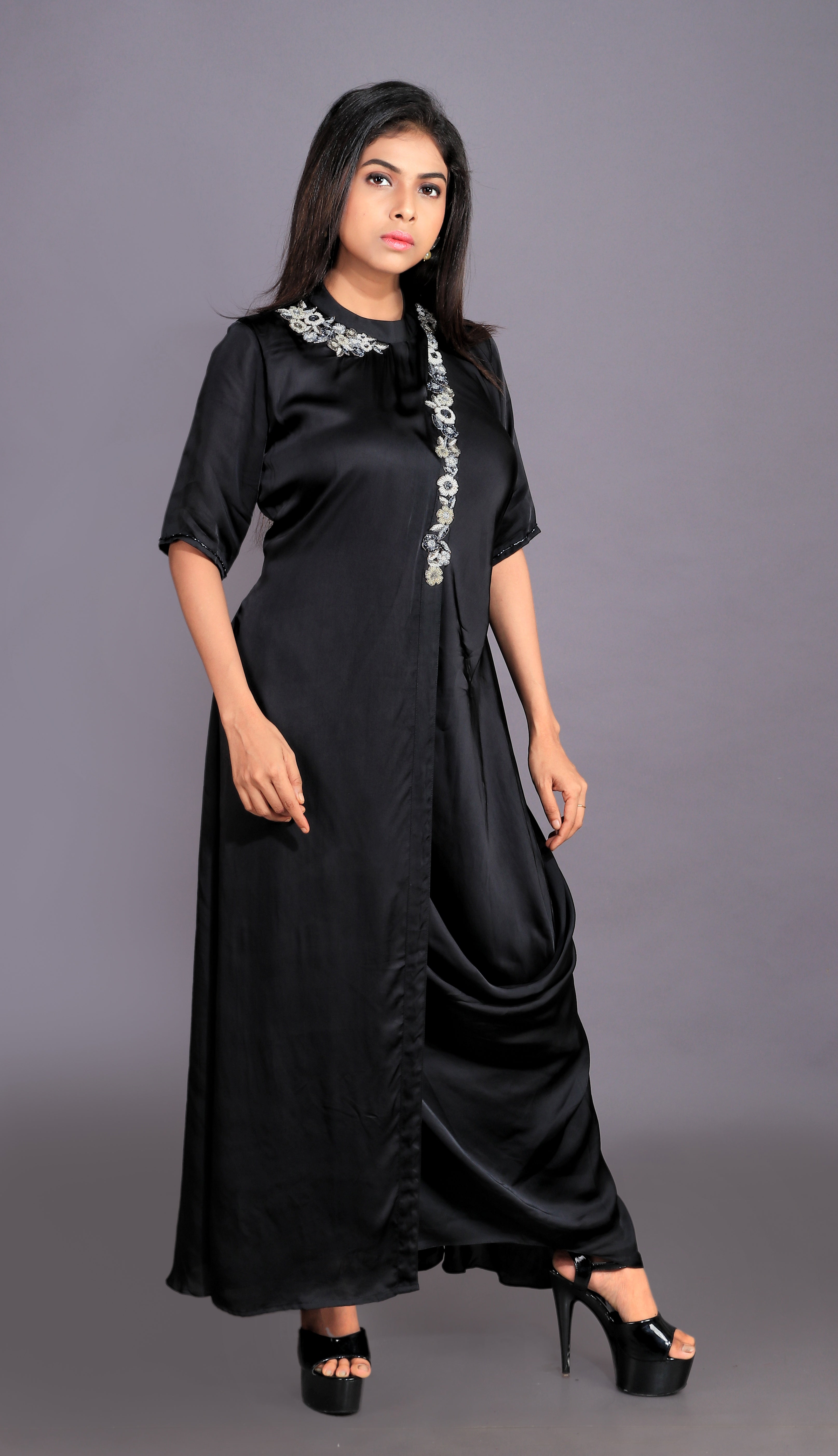 AN OVERLAP COWL DRESS