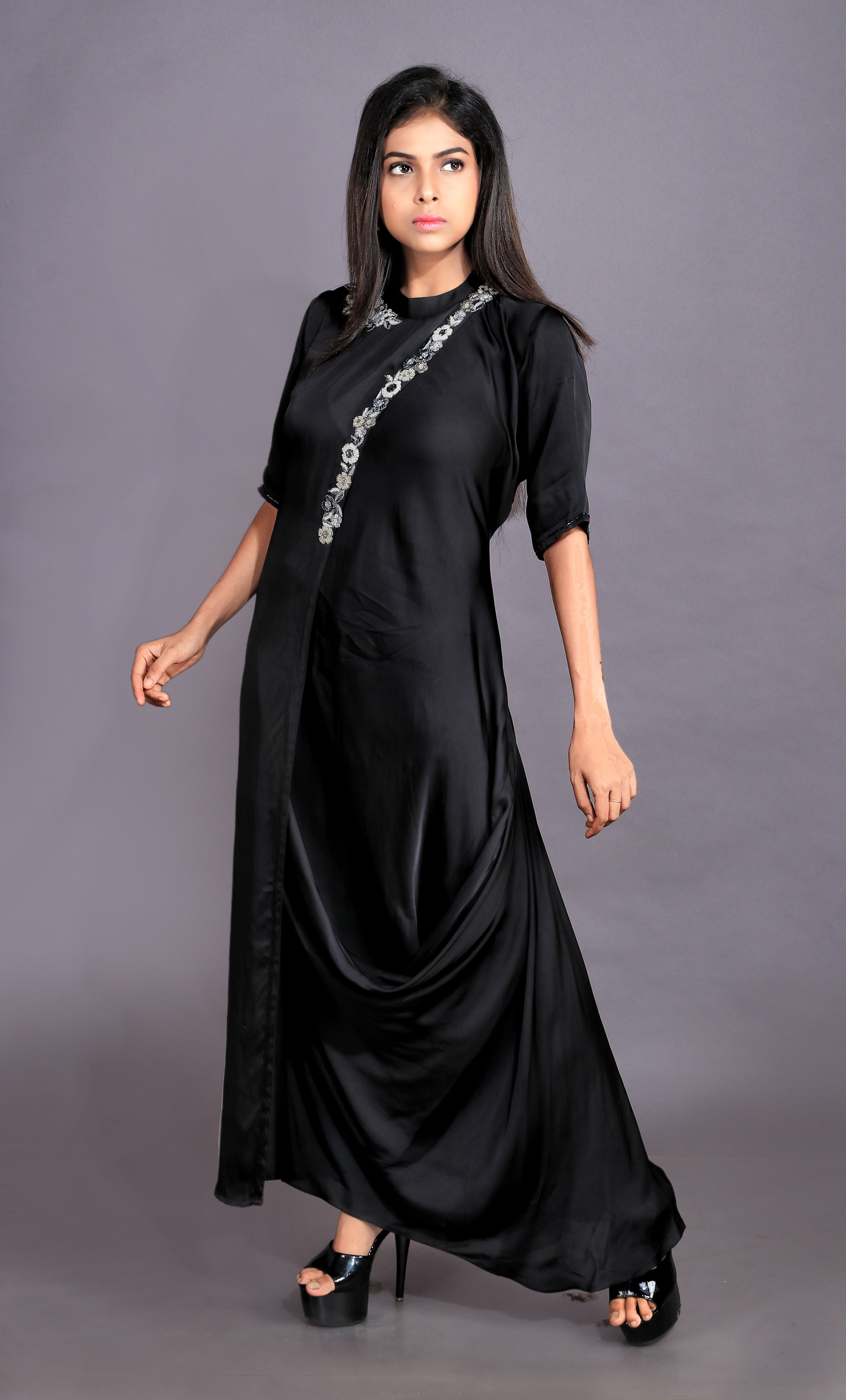 AN OVERLAP COWL DRESS