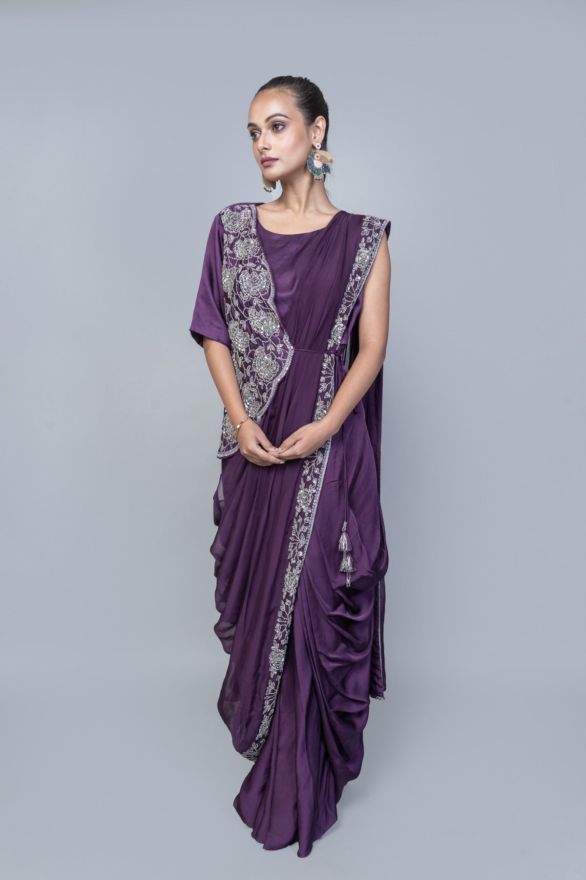 Jacket Style Dupatta with Drape Skirt