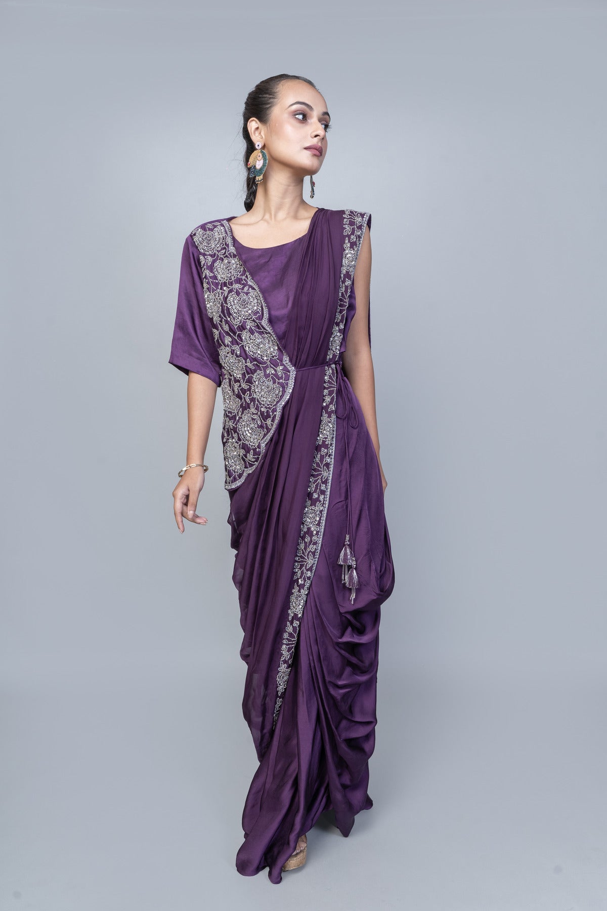 Jacket Style Dupatta with Drape Skirt