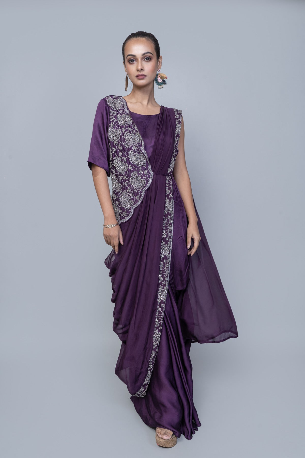 Jacket Style Dupatta with Drape Skirt