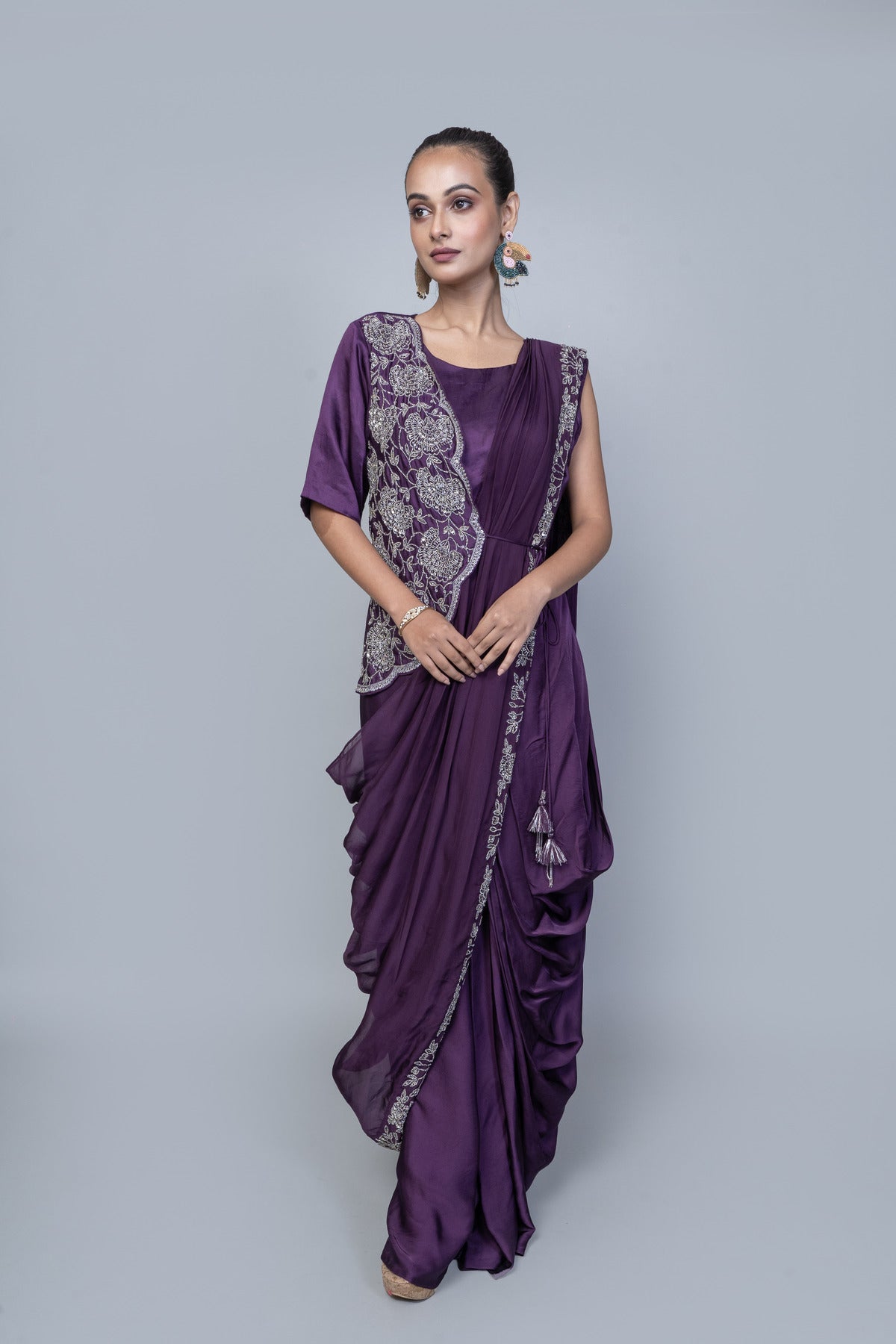 Jacket Style Dupatta with Drape Skirt