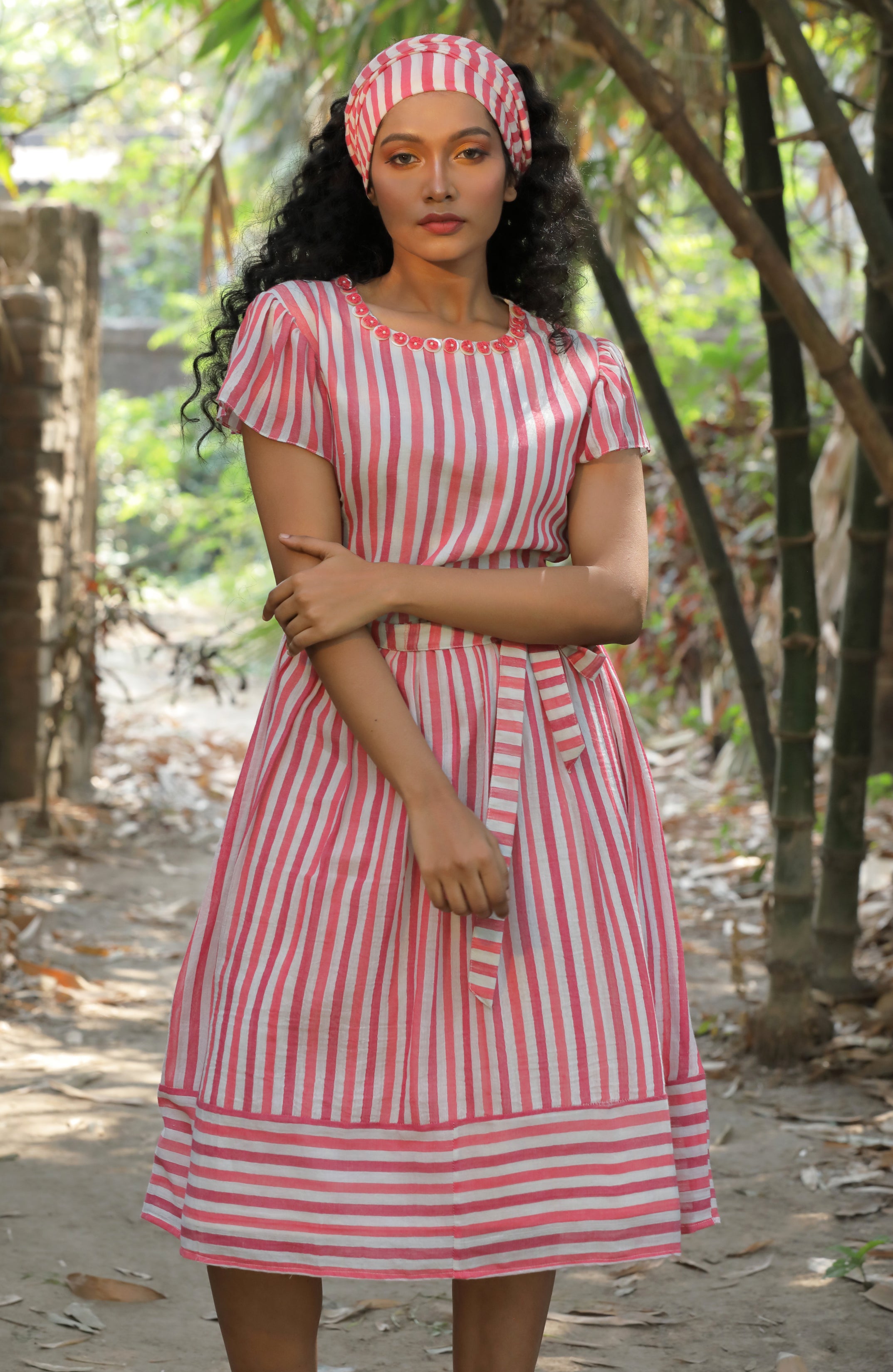 Handloom Dress With A Belt