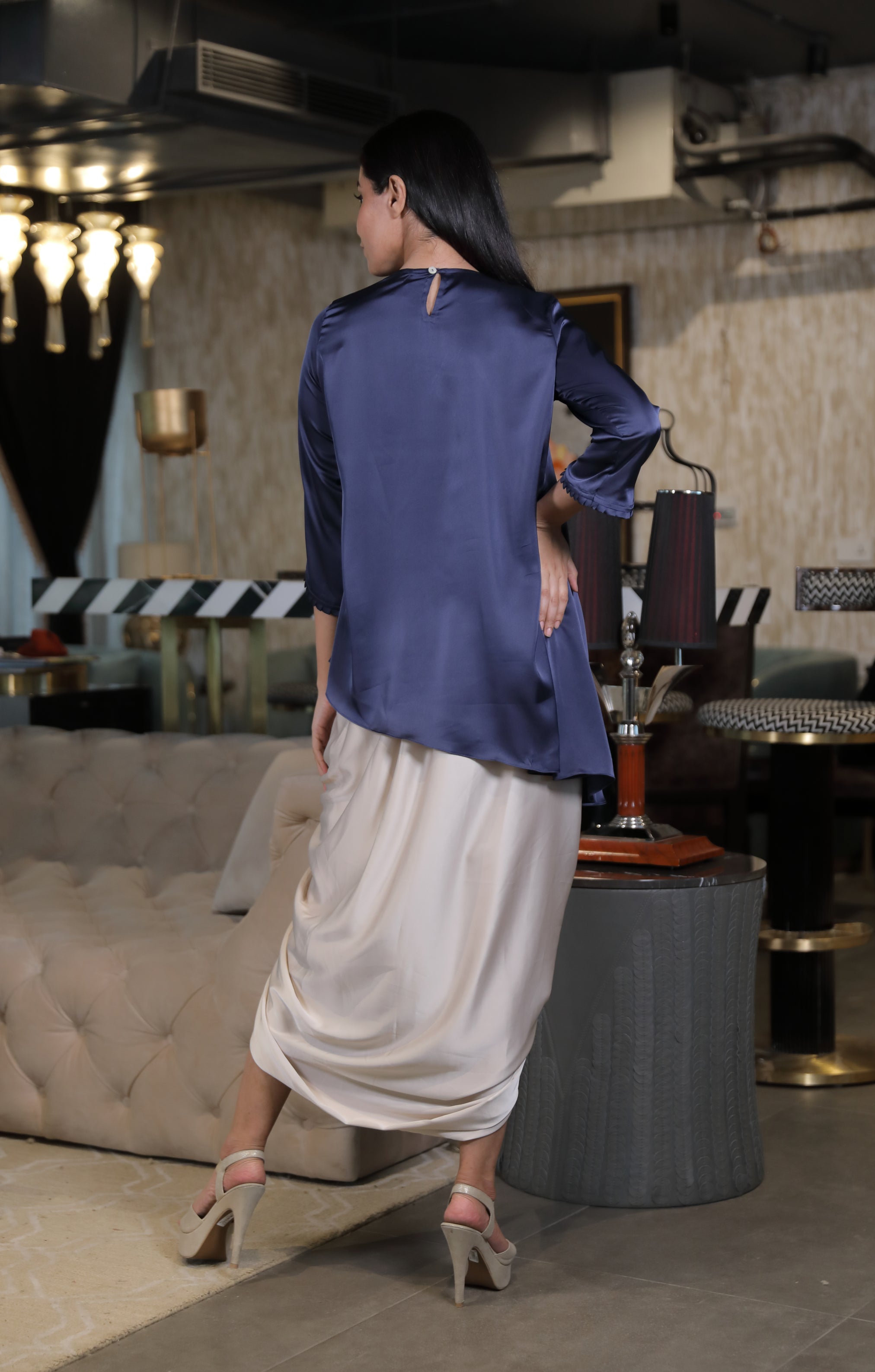 Drape Top With Dhoti Skirt