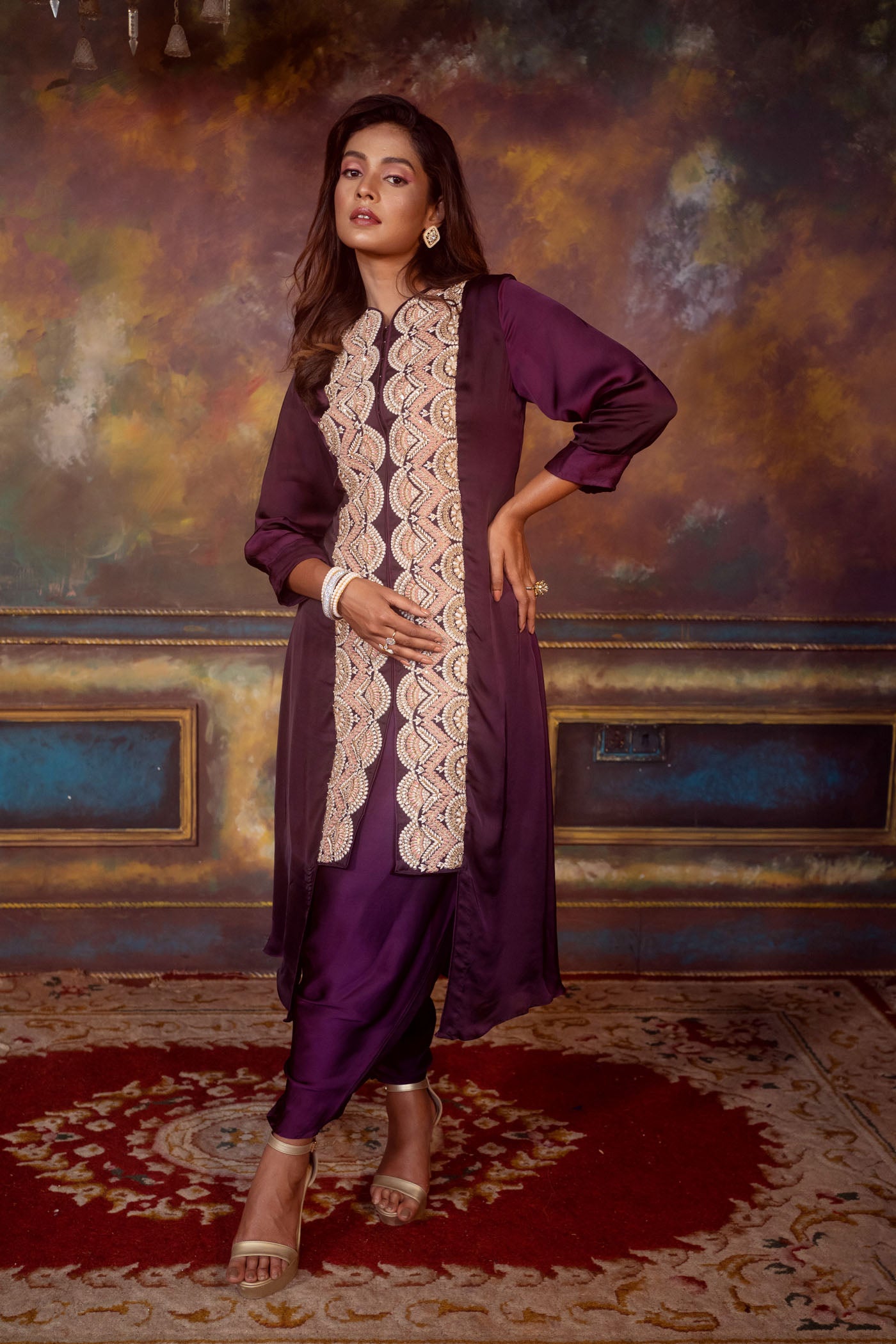 Jacket Style Kurta With Tulip Pant