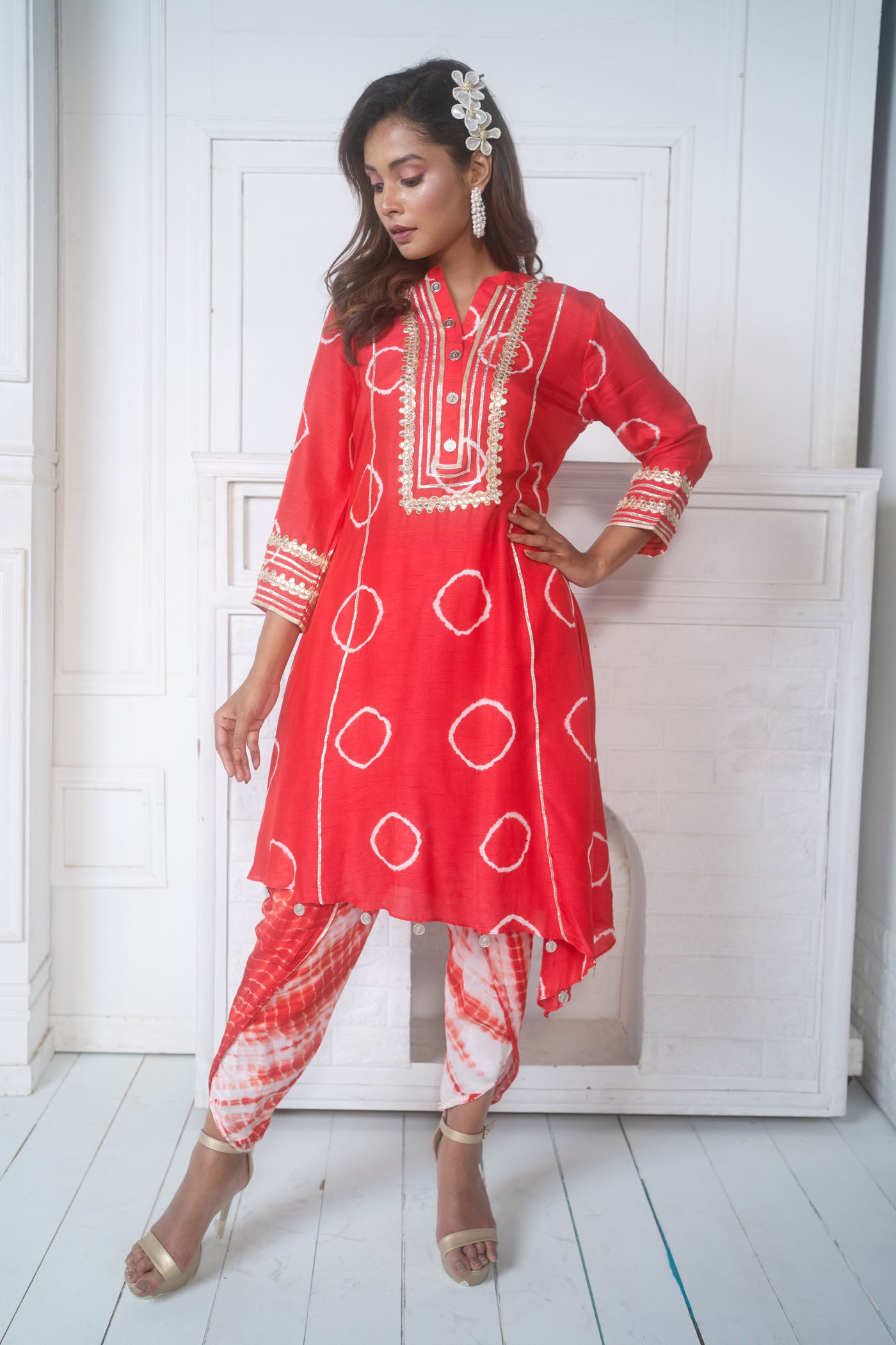 Shibori Kurta With Tulip Pant