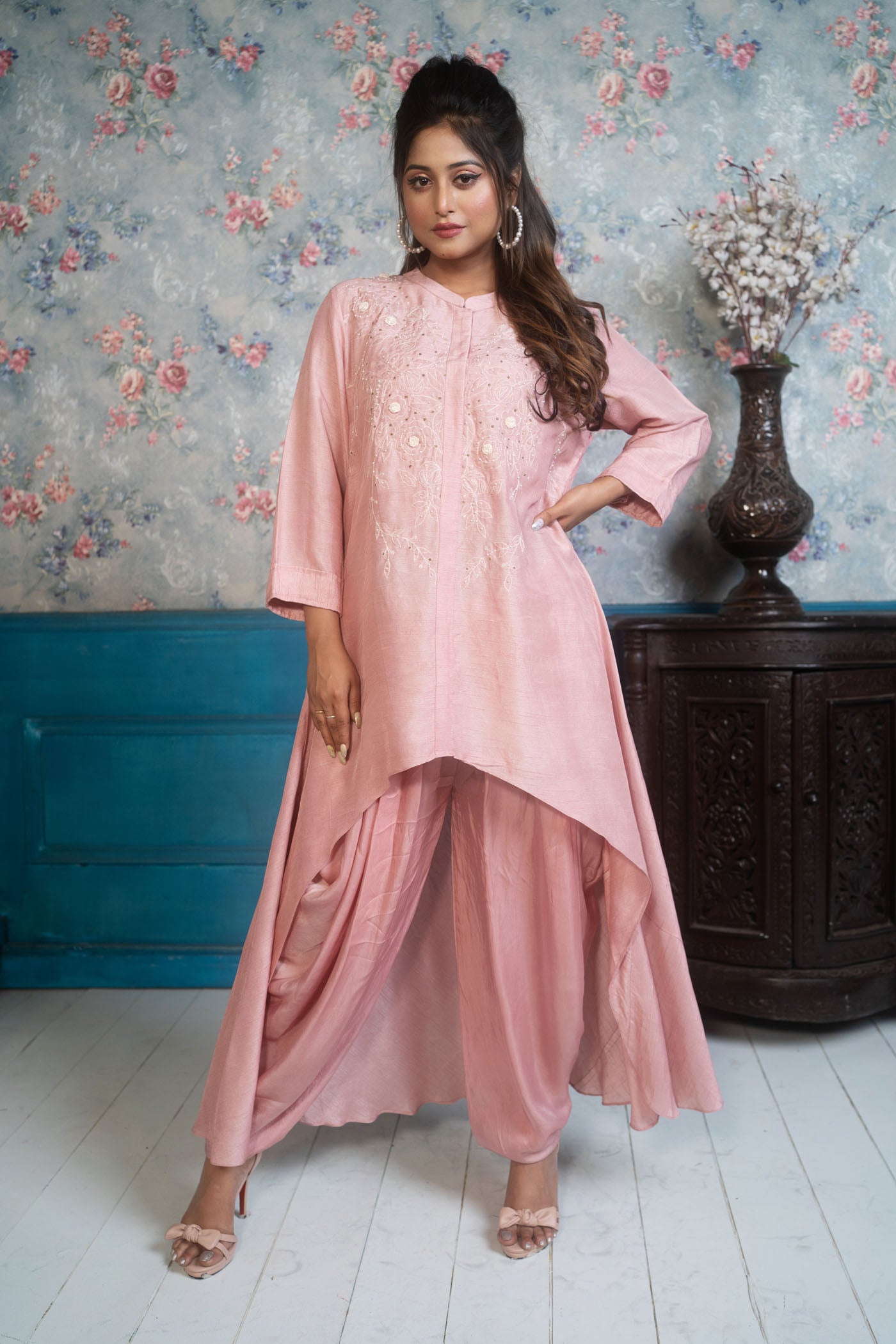 Assymetrical Kurta With Dhoti Pant