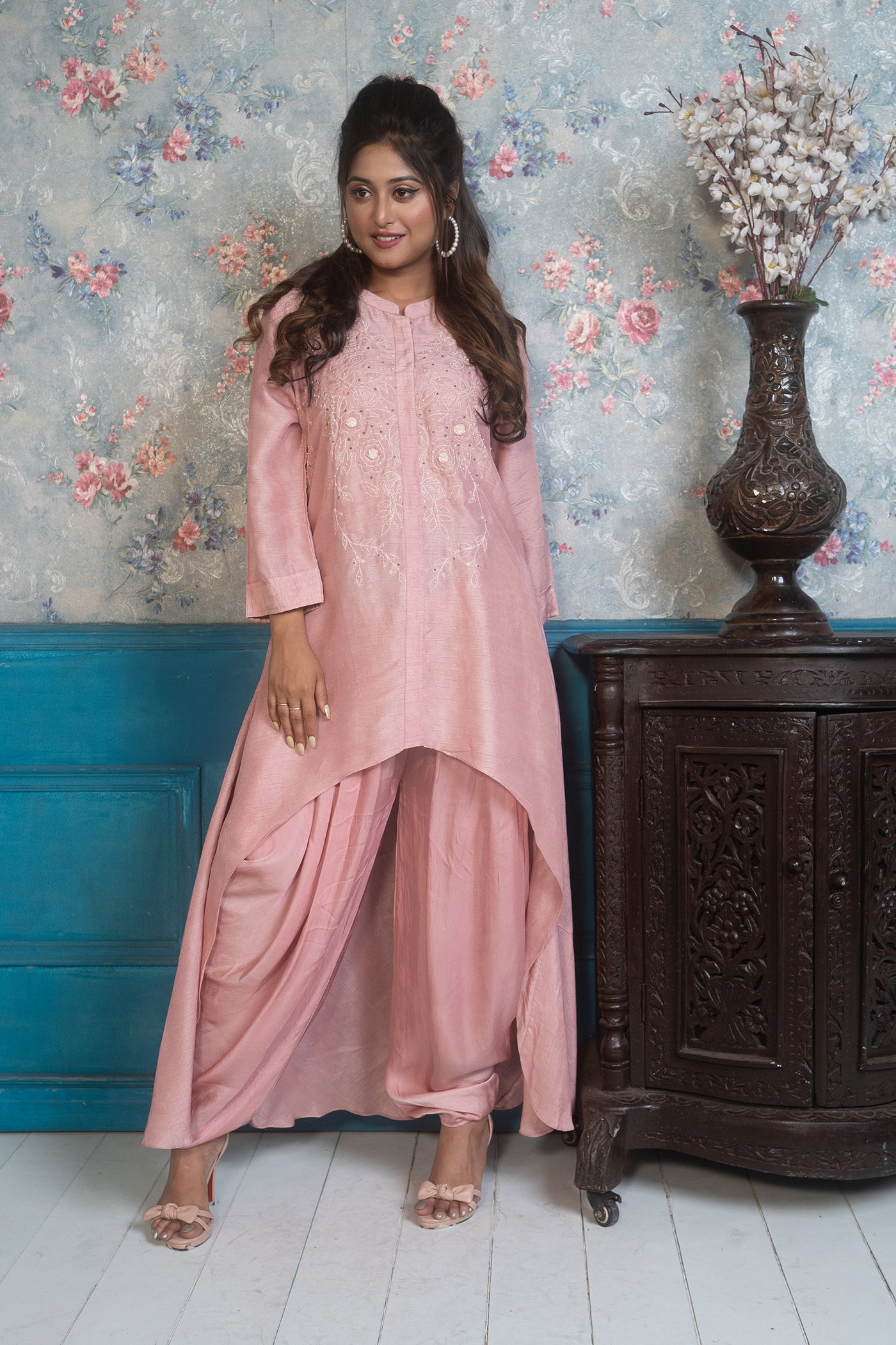 Assymetrical Kurta With Dhoti Pant